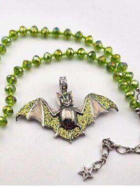 Kirks Folly Vampire Bat Magnetic Enhancer & Crystal Necklace Set Silvertone